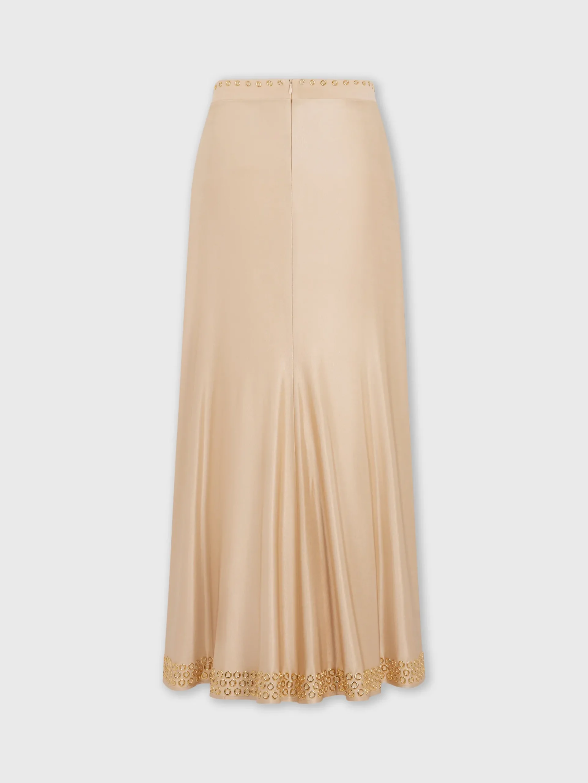 Long raffia colored skirt with embroidered metallic eyelets | Rabanne Sale