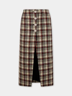 LONG SKIRT IN WOOL TARTAN | Rabanne Store