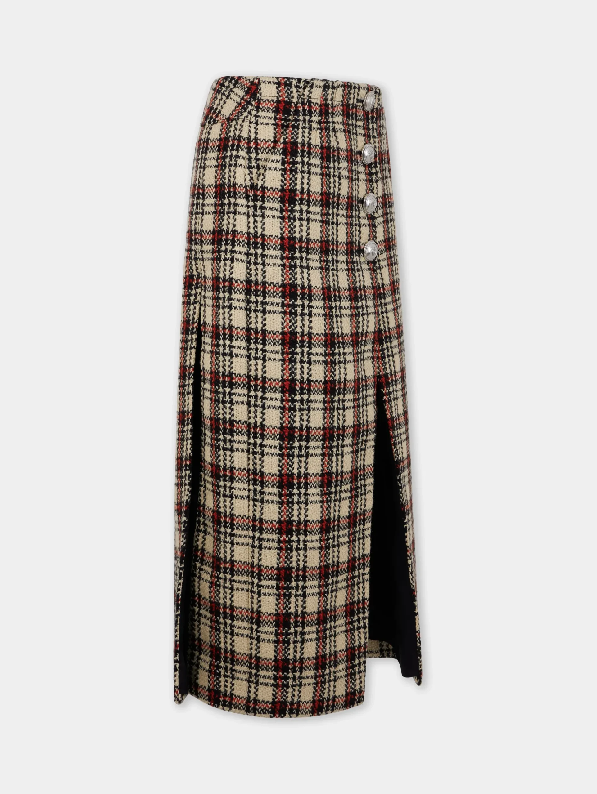 LONG SKIRT IN WOOL TARTAN | Rabanne Store