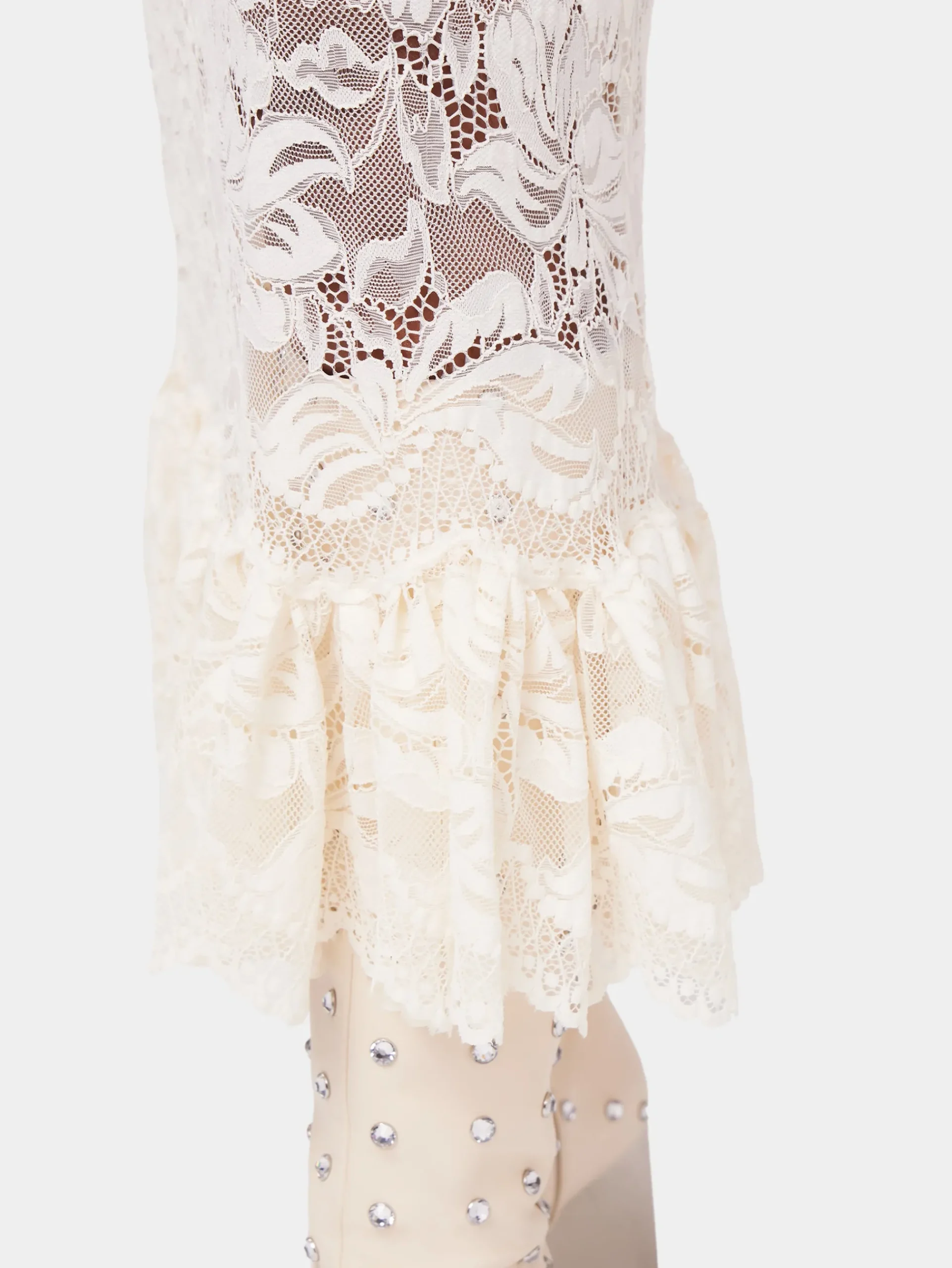 Maxi stretch lace ivory skirt | Rabanne Hot