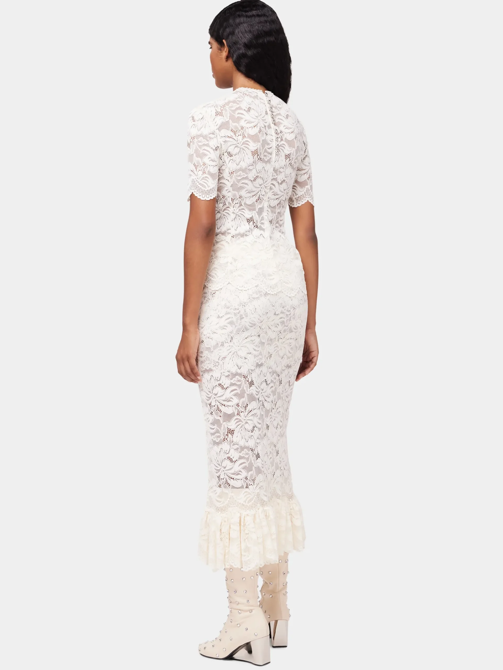 Maxi stretch lace ivory skirt | Rabanne Hot