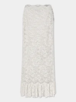 Maxi stretch lace ivory skirt | Rabanne Hot