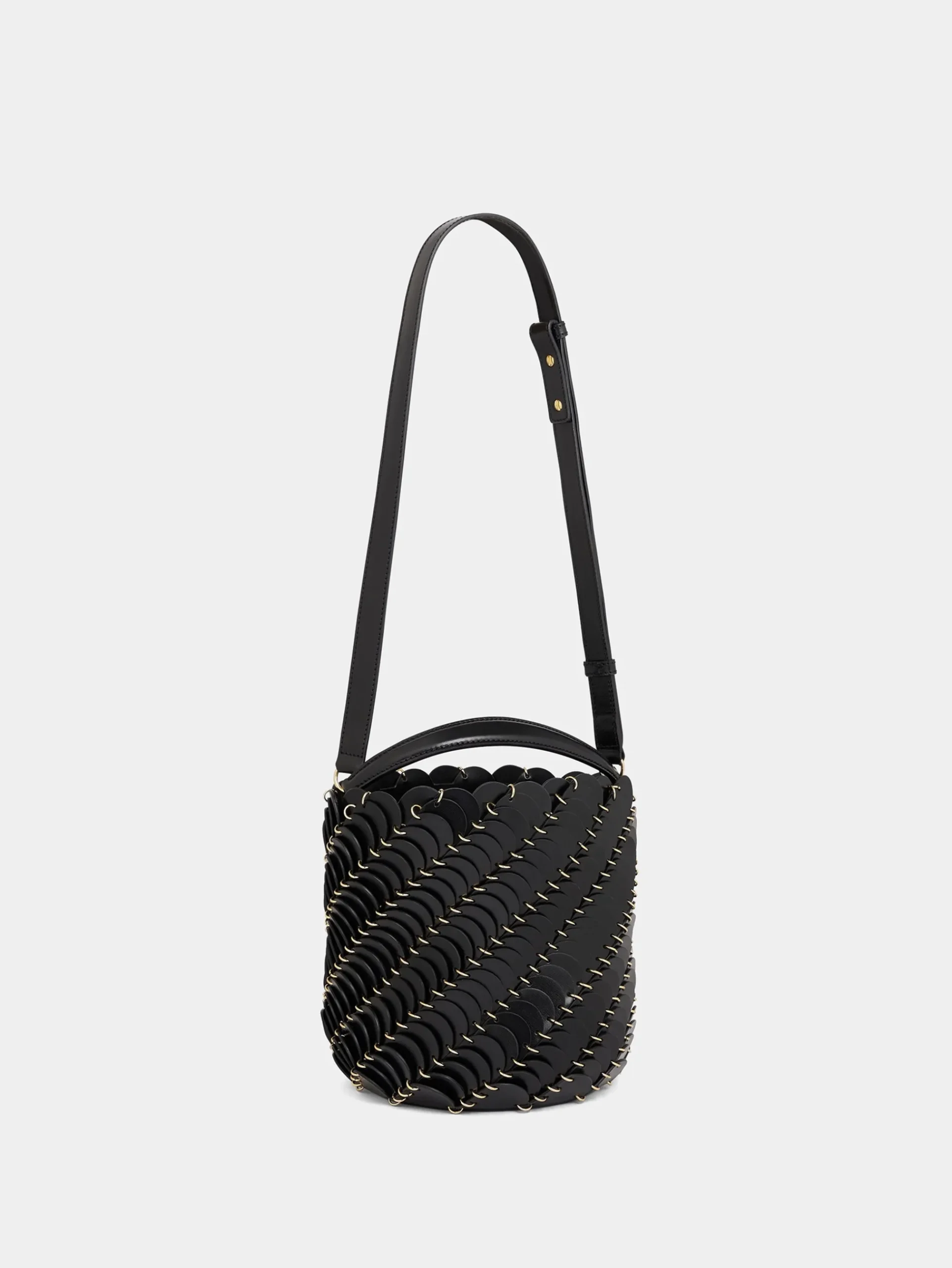 Medium Black bucket Paco bag in leather | Rabanne Discount