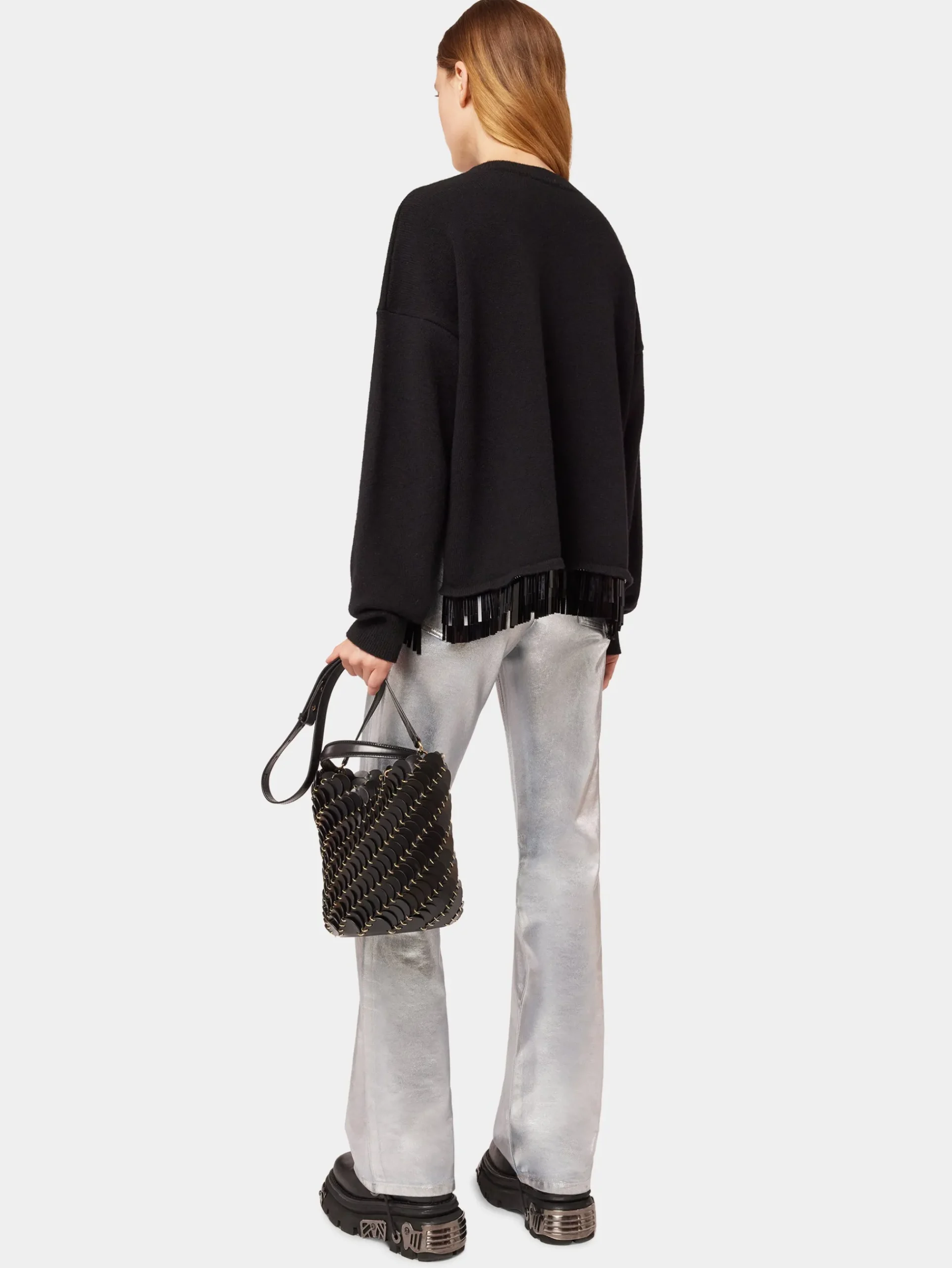 Medium Black bucket Paco bag in leather | Rabanne Discount