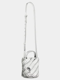 Medium silver BUCKET PACO BAG IN LEATHER | Rabanne Clearance