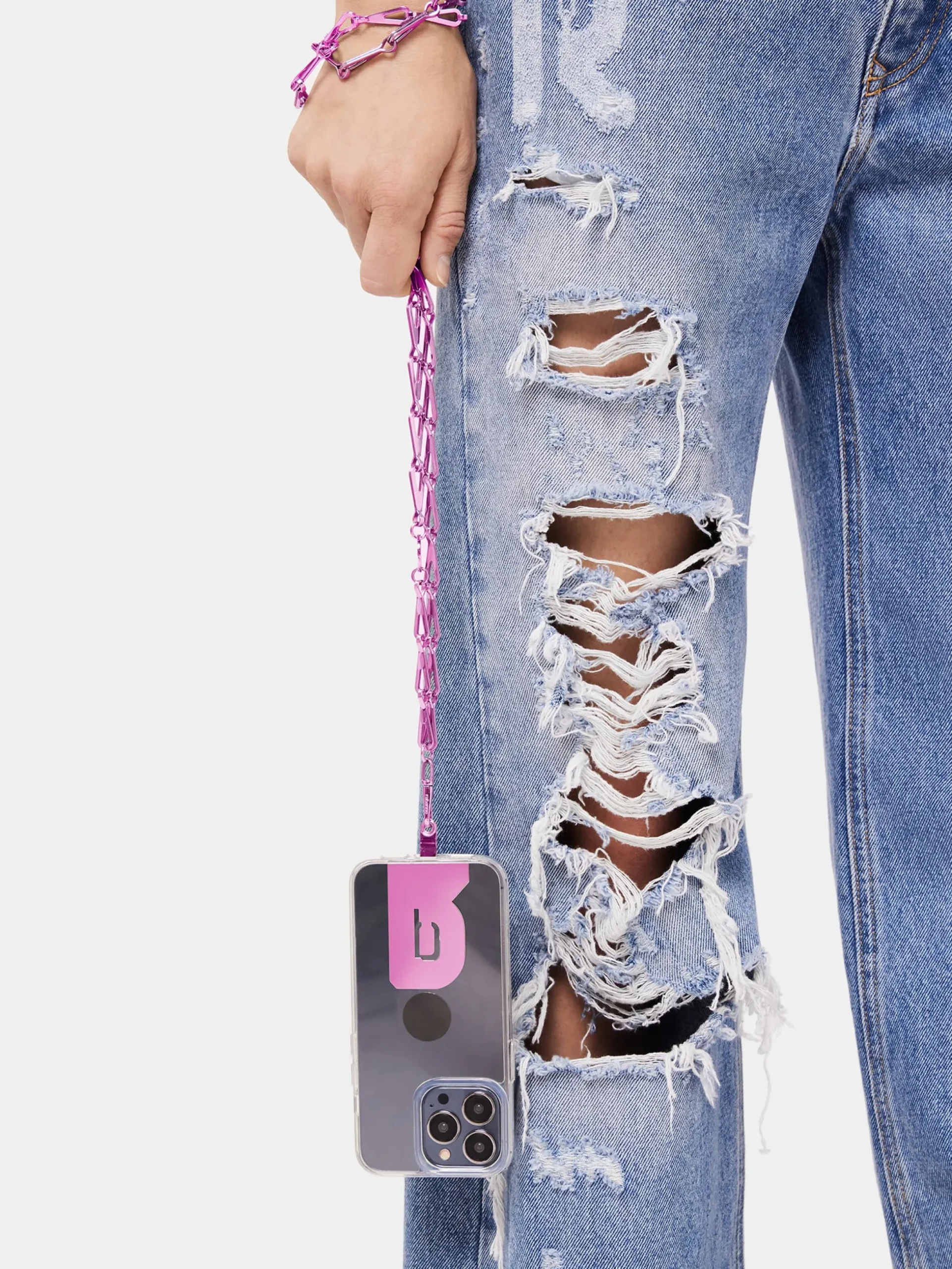Metallic Pink crossbody phone chain | Rabanne Cheap