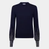 Navy stud-cuffs wool jumper | Rabanne Outlet