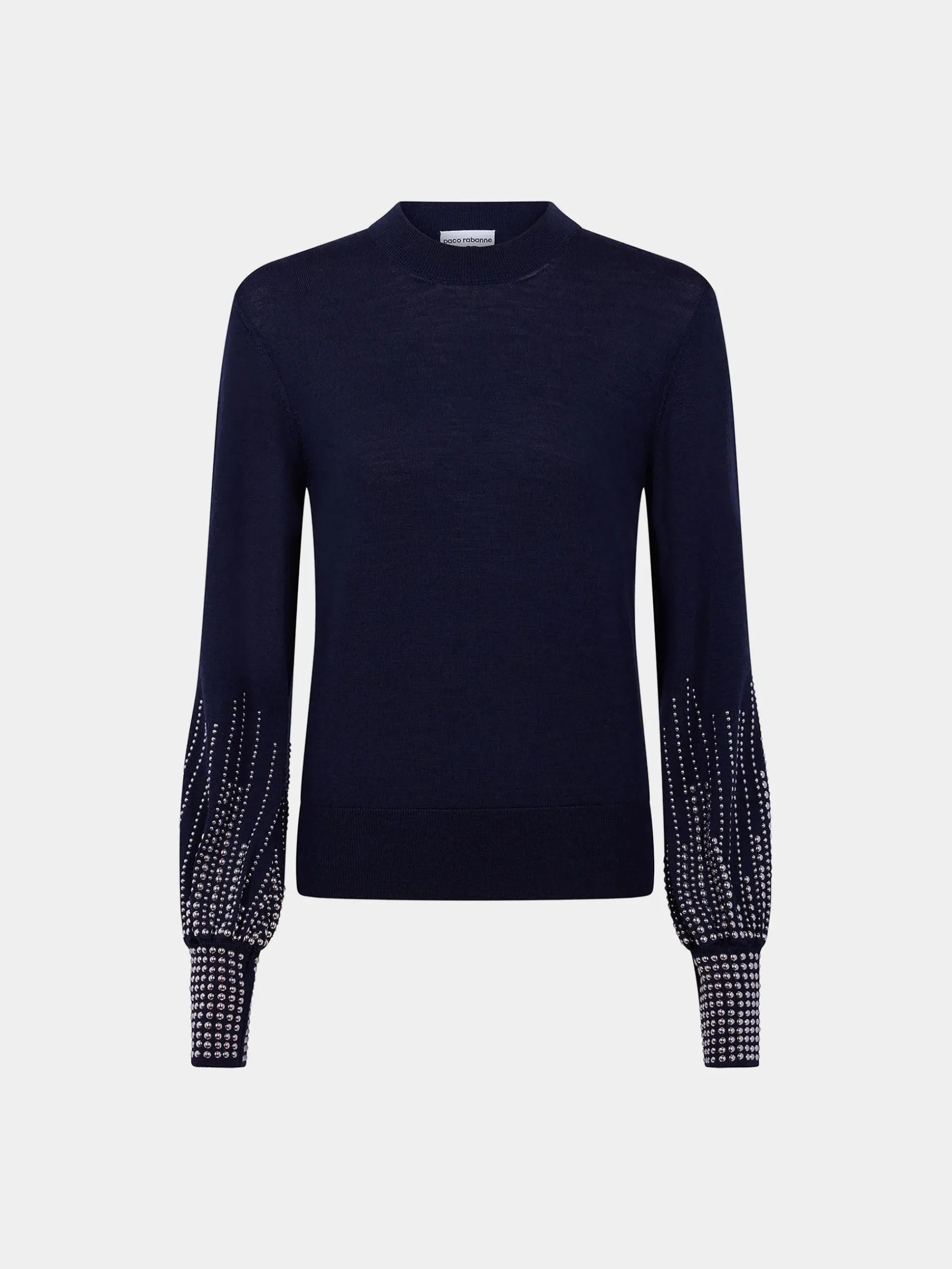 Navy stud-cuffs wool jumper | Rabanne Outlet