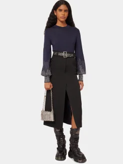 Navy stud-cuffs wool jumper | Rabanne Outlet
