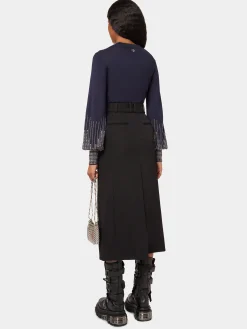 Navy stud-cuffs wool jumper | Rabanne Outlet