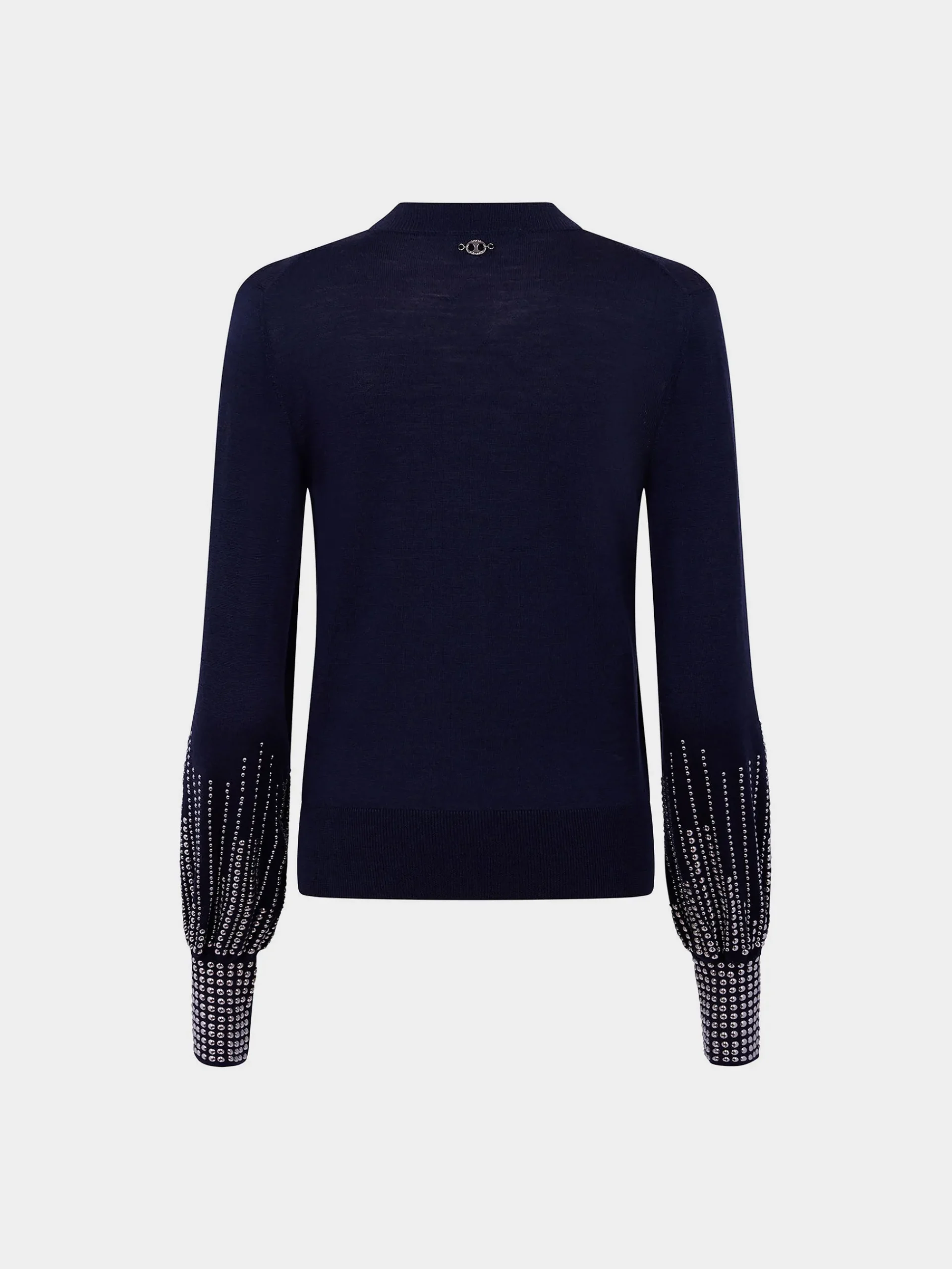 Navy stud-cuffs wool jumper | Rabanne Outlet