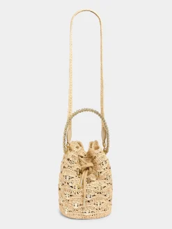 New Raphia wave bucket bag with signature 1969 discs | Rabanne Sale