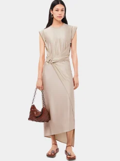 Nude draped dress with signature piercing | Rabanne Shop