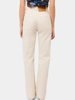 OFF WHITE DENIM FLARE JEANS WITH ASSEMBLY 1969 DISCS | Rabanne Store