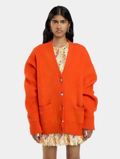 ORANGE OVERSIZED WOOL CARDIGAN | Rabanne Sale