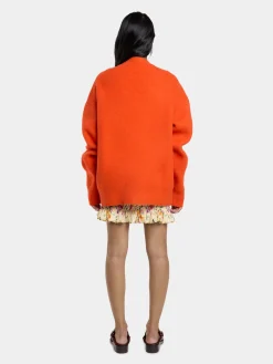 ORANGE OVERSIZED WOOL CARDIGAN | Rabanne Sale