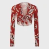 Paisley crop top with long sleeves | Rabanne Outlet