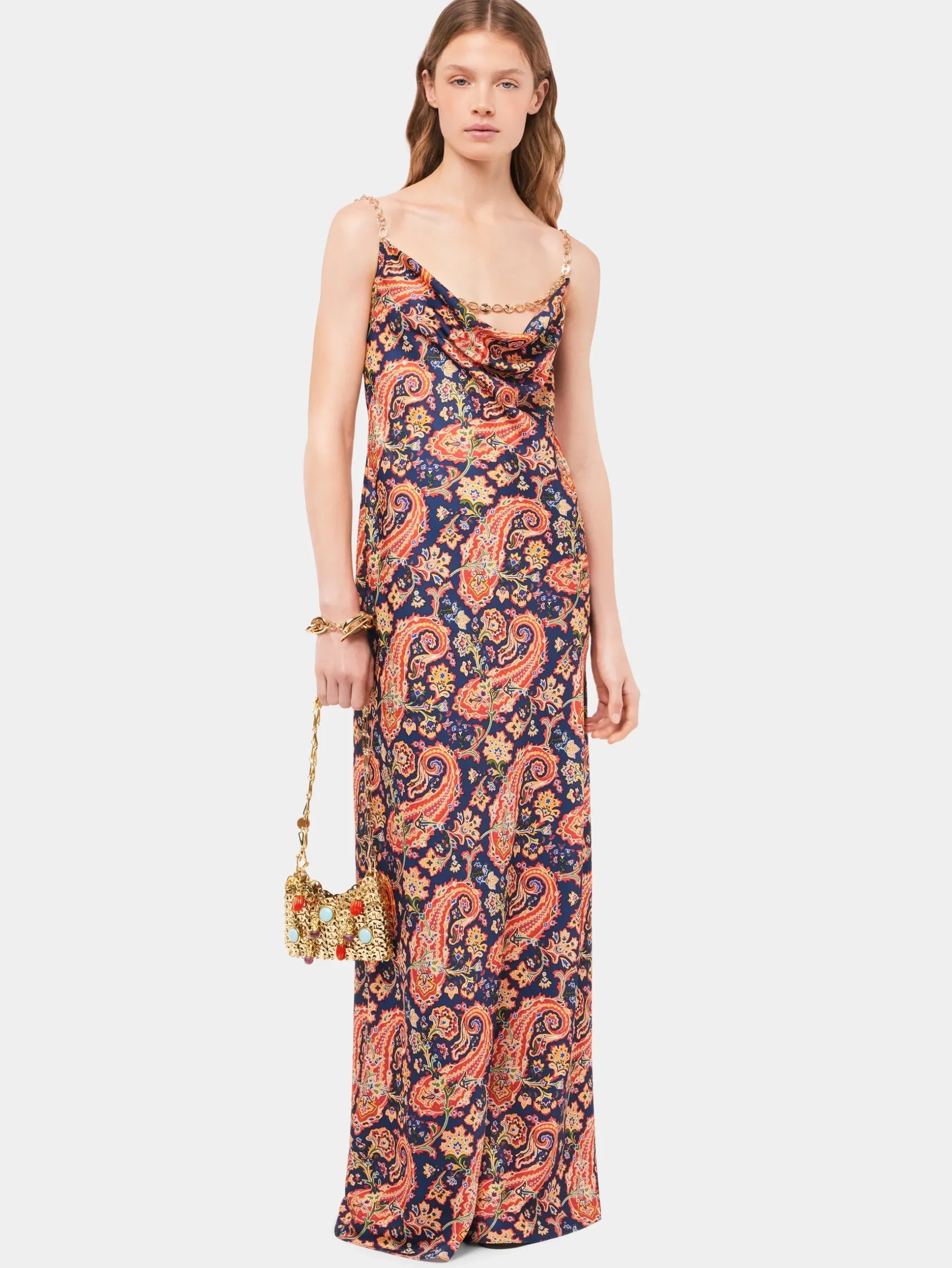 Paisley nuisette dress with signature eight chain | Rabanne Hot