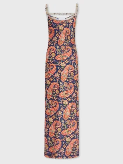 Paisley nuisette dress with signature eight chain | Rabanne Hot