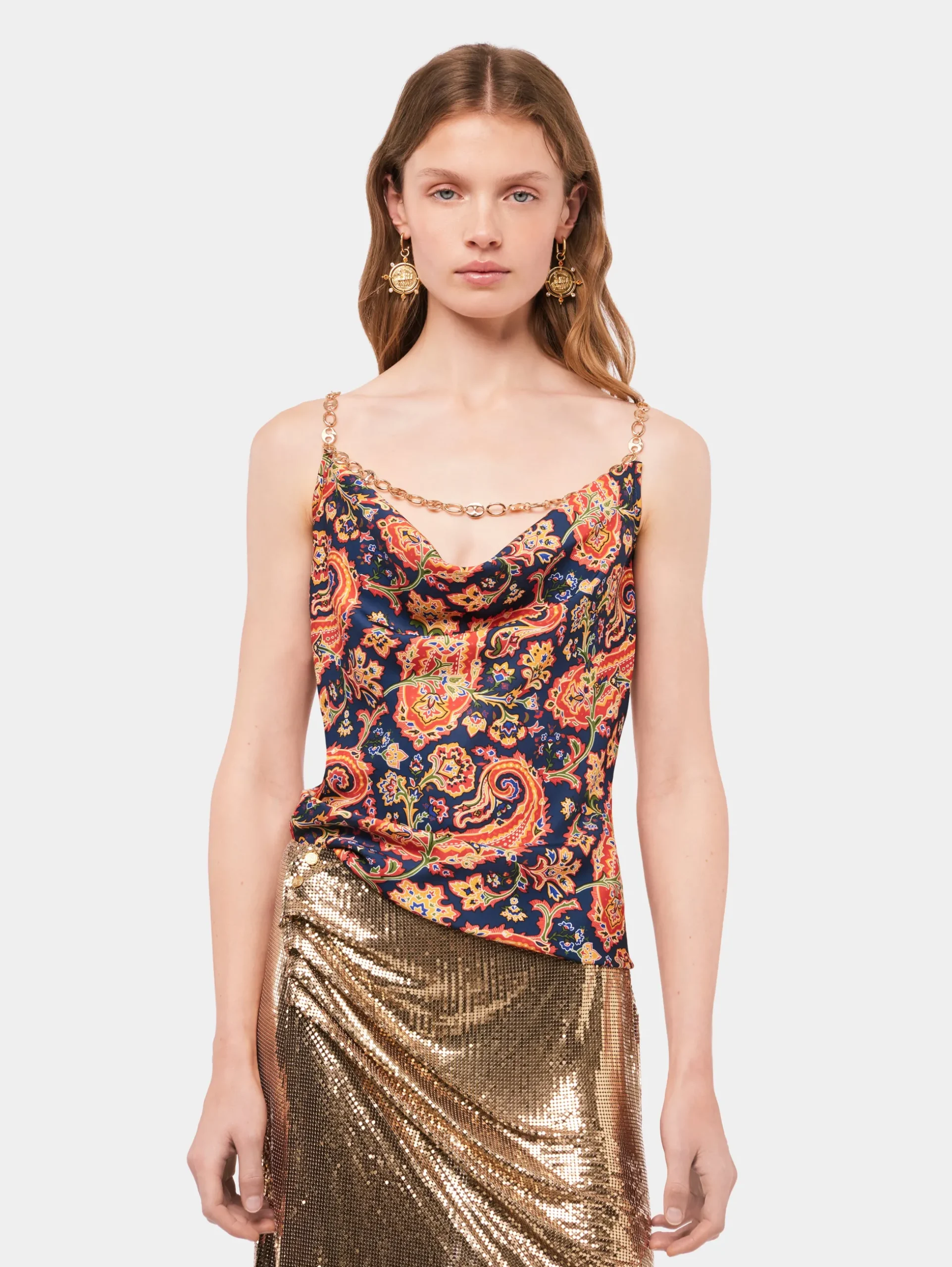 Paisley nuisette top with signature eight chain | Rabanne Cheap
