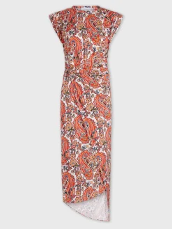 Paisley printed draped dress with signature piercing | Rabanne Hot