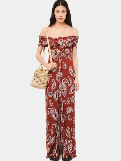 Paisley printed long dress | Rabanne Outlet