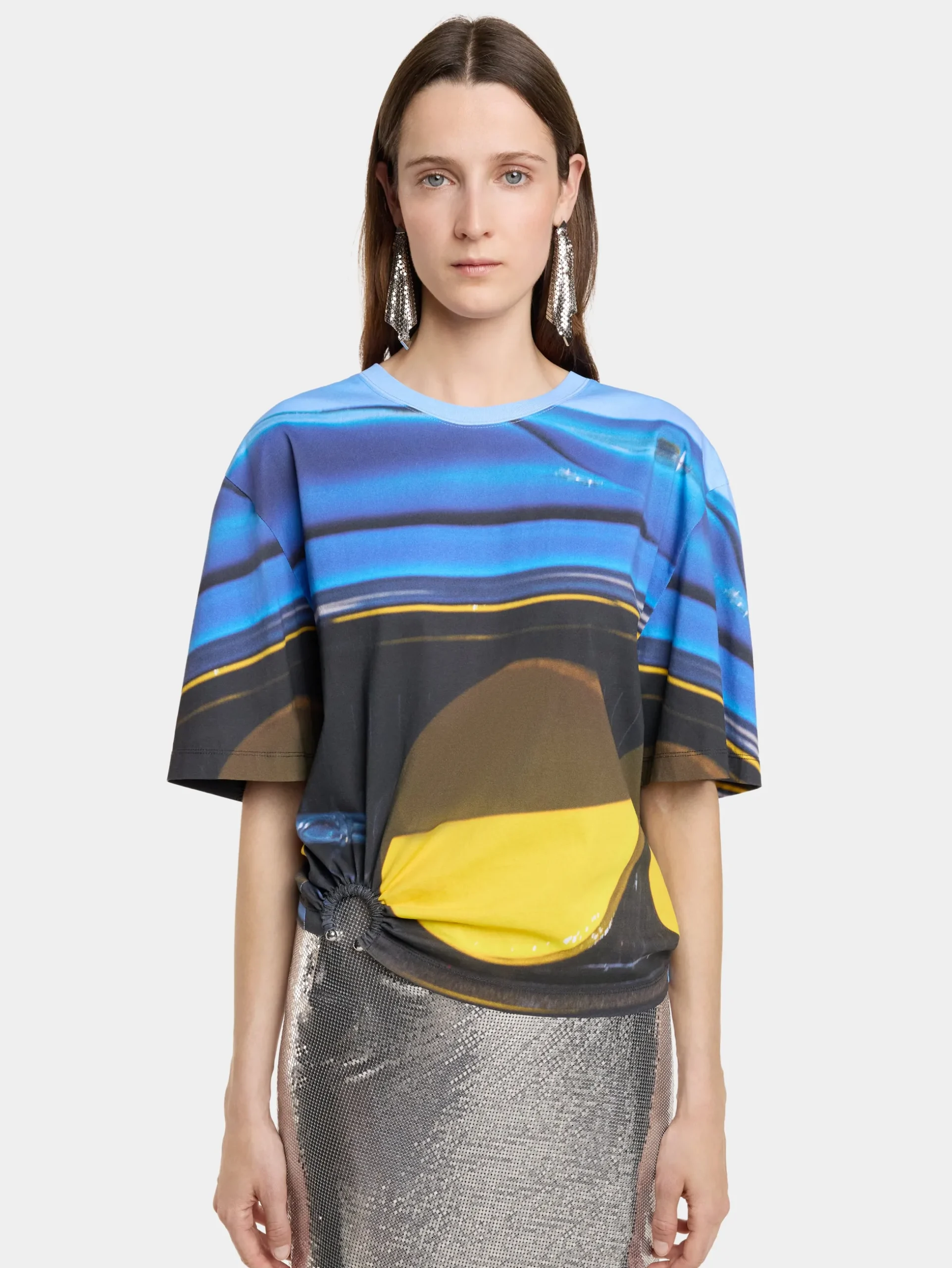 PIERCING TEE-SHIRT "FAST CARS" IN JERSEY | Rabanne Sale