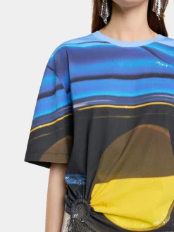 PIERCING TEE-SHIRT "FAST CARS" IN JERSEY | Rabanne Sale