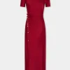 RED LONG DRAPED DRESS IN JERSEY | Rabanne Outlet