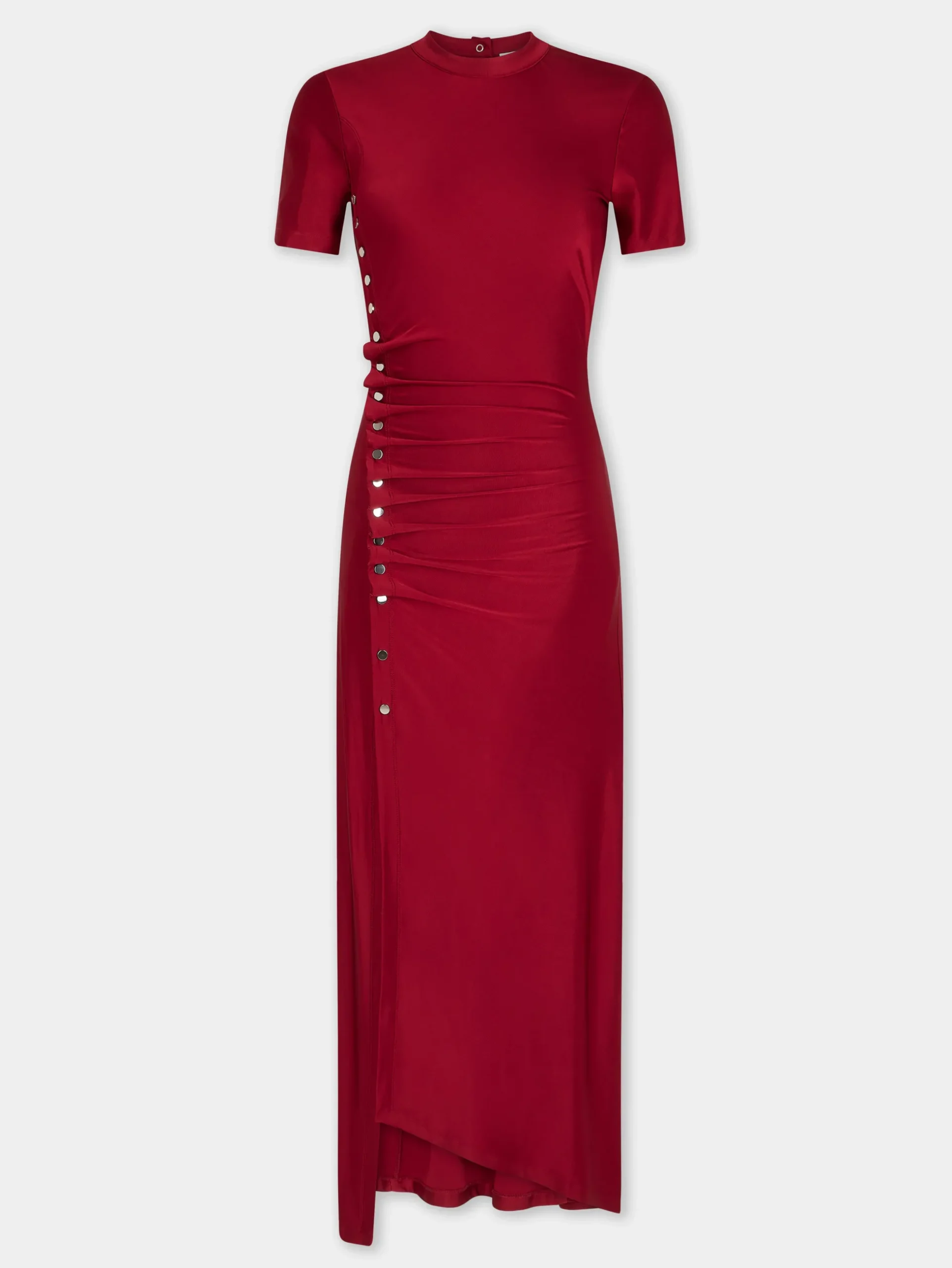 RED LONG DRAPED DRESS IN JERSEY | Rabanne Outlet