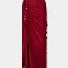 RED LONG DRAPED SKIRT IN JERSEY | Rabanne Cheap