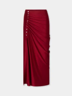 RED LONG DRAPED SKIRT IN JERSEY | Rabanne Cheap