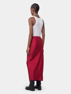 RED LONG DRAPED SKIRT IN JERSEY | Rabanne Cheap