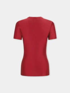 RED SHORT-SLEEVE DRAPED TOP IN JERSEY | Rabanne Cheap