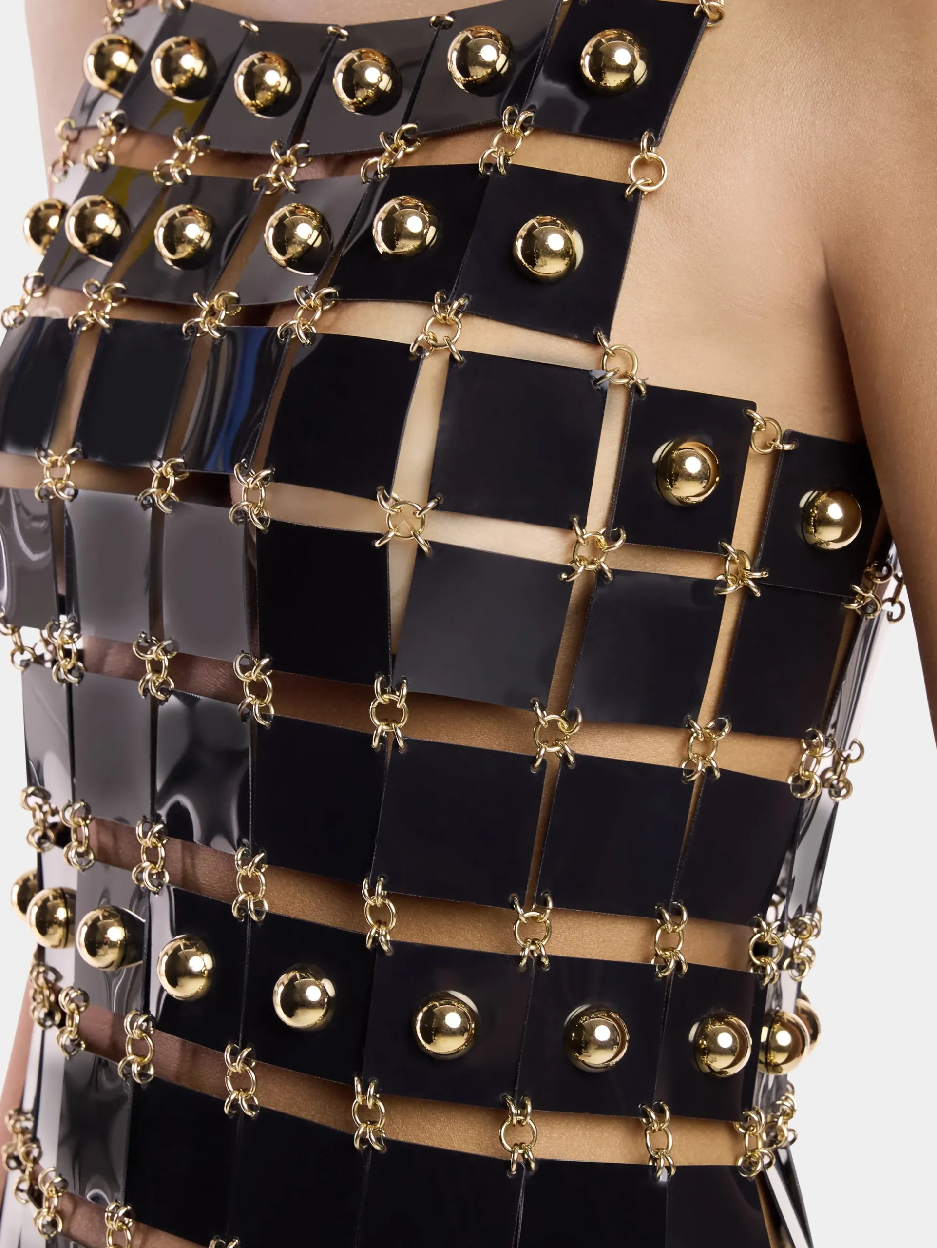 SHORT DRESS IN RHODOID ASSEMBLY | Rabanne Online