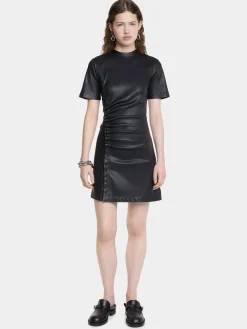 SHORT GATHERED DRESS IN LAMBSKIN | Rabanne Best