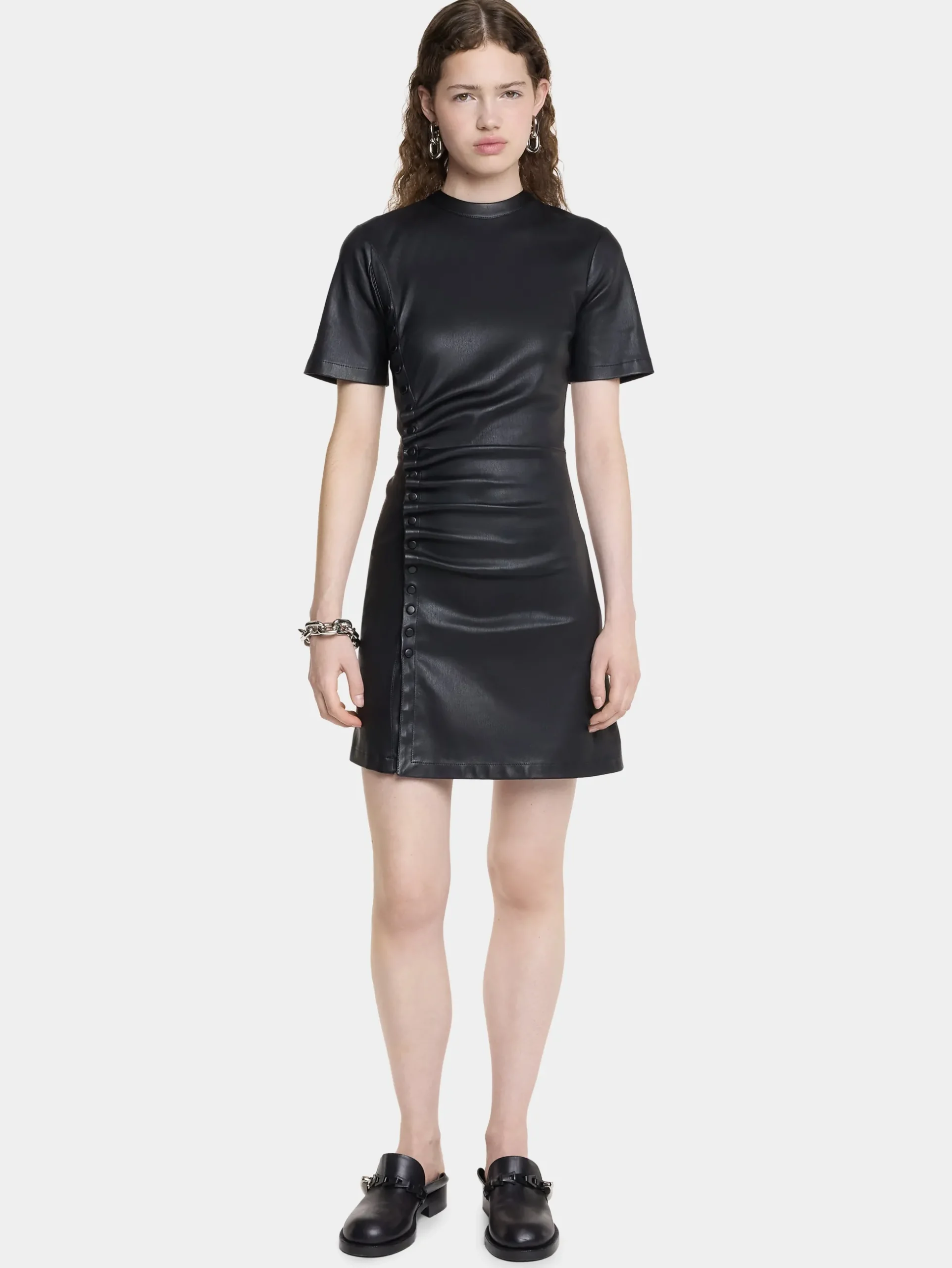 SHORT GATHERED DRESS IN LAMBSKIN | Rabanne Best