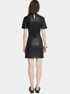 SHORT GATHERED DRESS IN LAMBSKIN | Rabanne Best