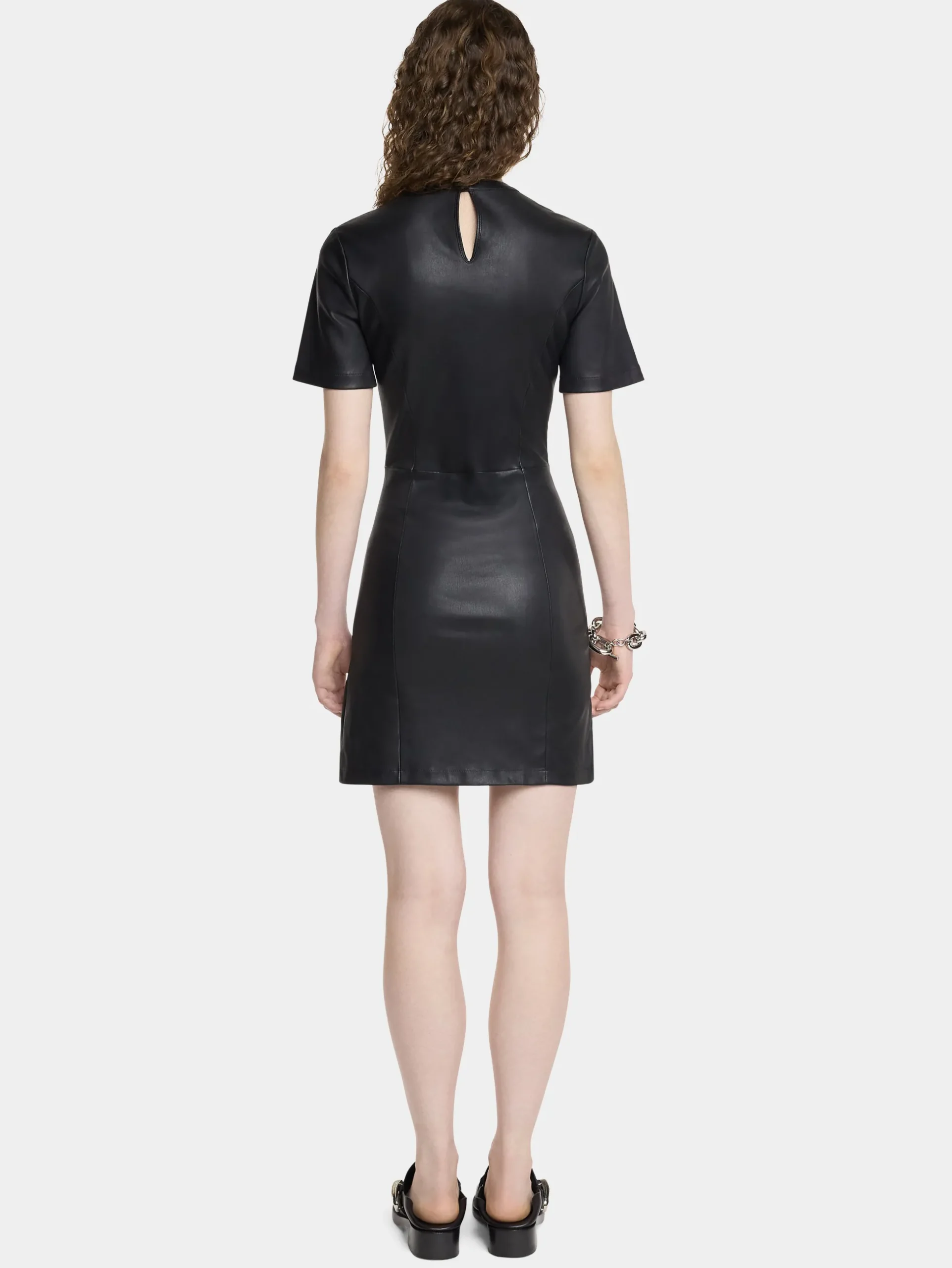 SHORT GATHERED DRESS IN LAMBSKIN | Rabanne Best