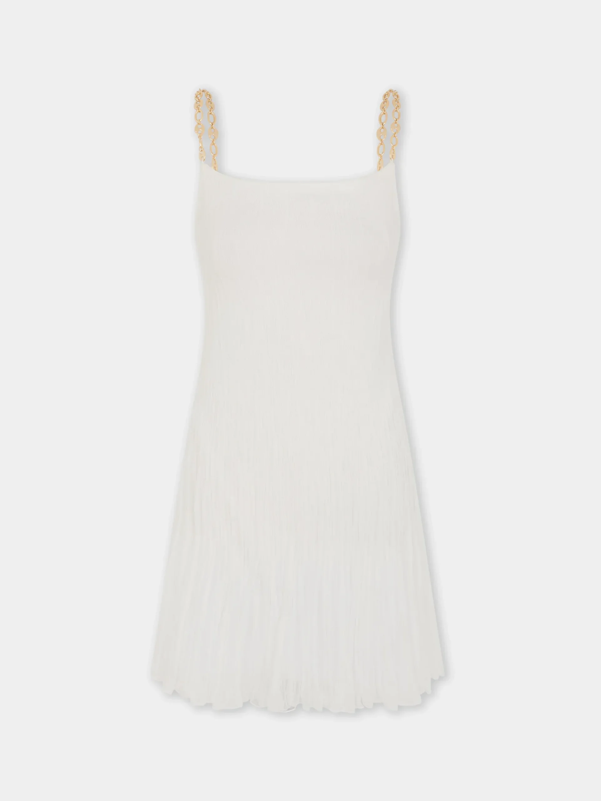 Short white pleated chiffon dress | Rabanne Online