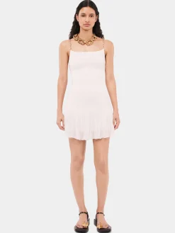 Short white pleated chiffon dress | Rabanne Online