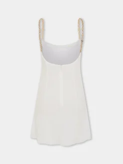Short white pleated chiffon dress | Rabanne Online