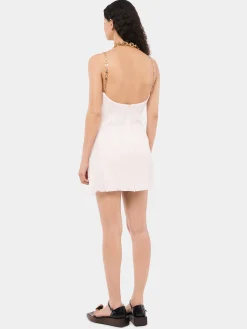 Short white pleated chiffon dress | Rabanne Online