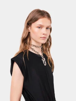 Silver DOUBLE XL Link Necklace WITH Pendant | Rabanne Clearance