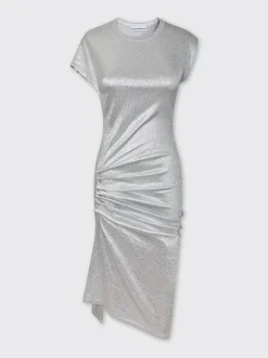 Silver drapé pression dress in lurex | Rabanne Best Sale