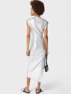 Silver drapé pression dress in lurex | Rabanne Best Sale