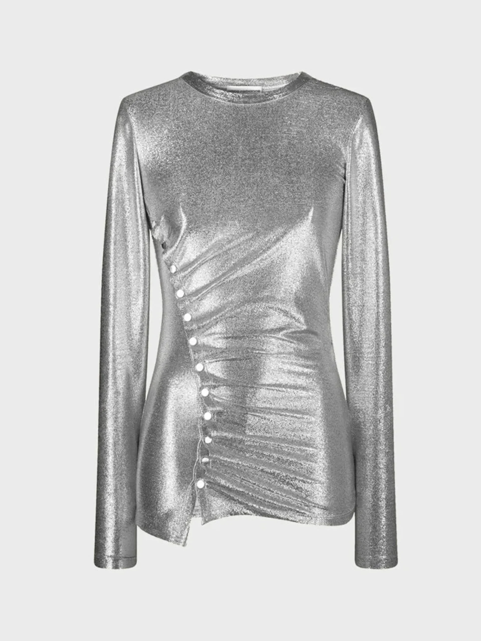 Silver drapé pression top in lurex | Rabanne Store