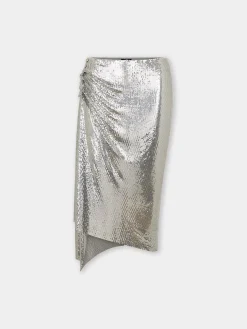 silver draped skirt in chainmail | Rabanne Store