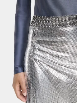 silver draped skirt in chainmail | Rabanne Store