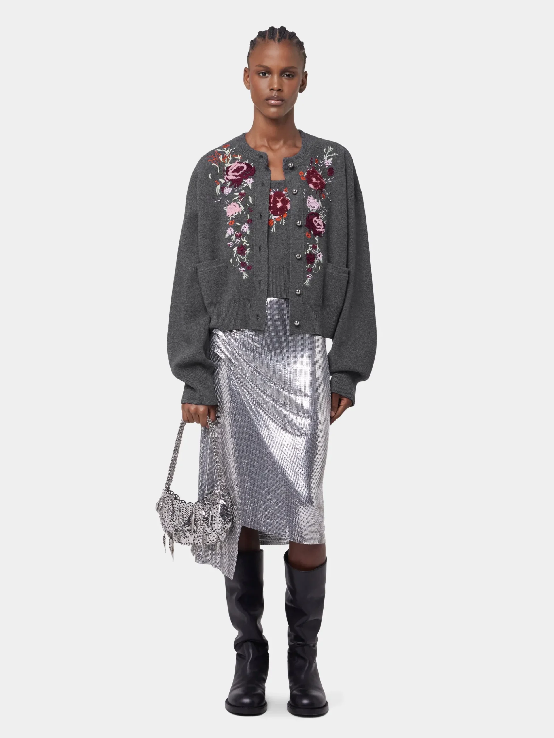 1969 SILVER MOON BAG METALLIC LEAVES | Rabanne Online